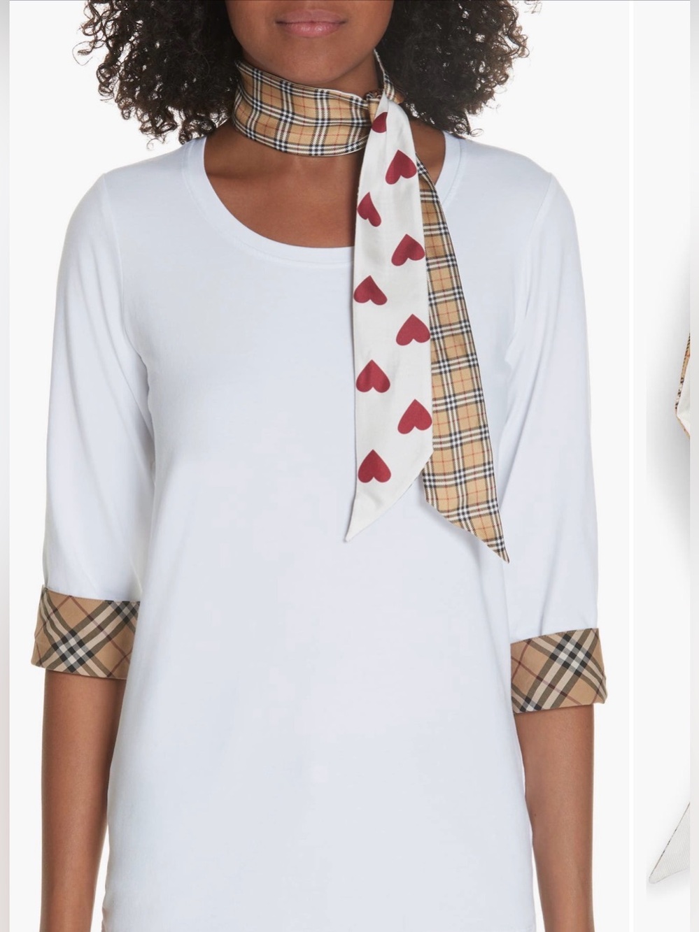 Burberry Heart ♥️ & Check Silk Skinny Neck Scarf